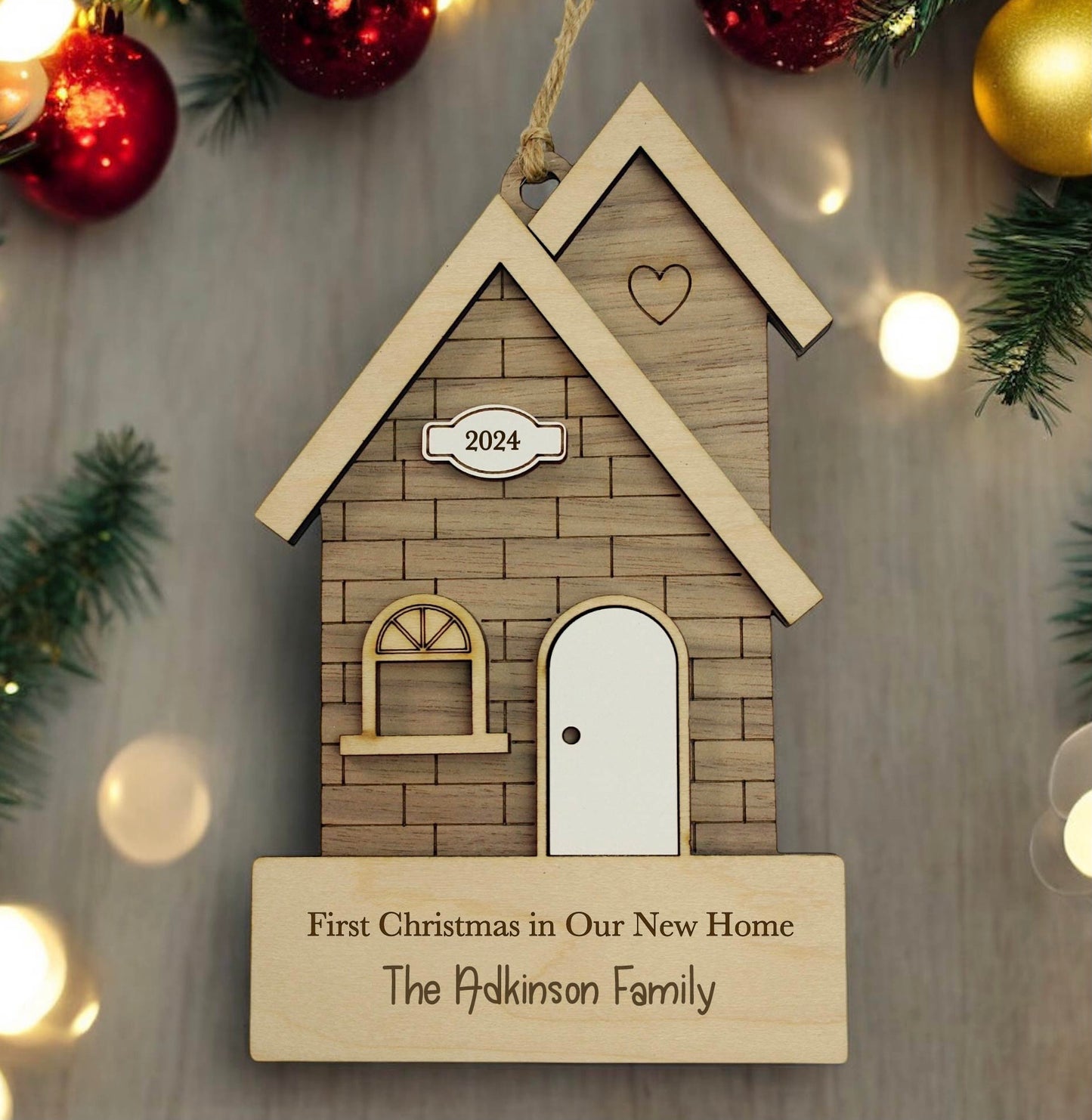 Personalized House Ornament, First Home Christmas Decor, Realtor Closing Gift