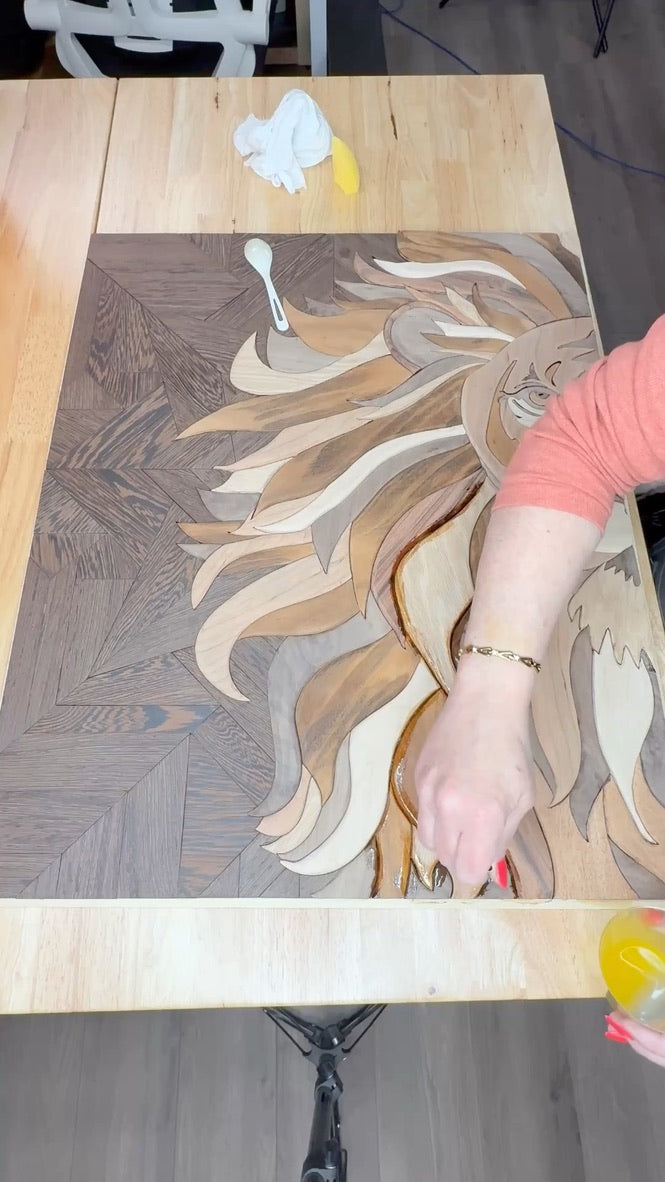 King of the Jungle - Lion Wood Hand-crated Wall Art