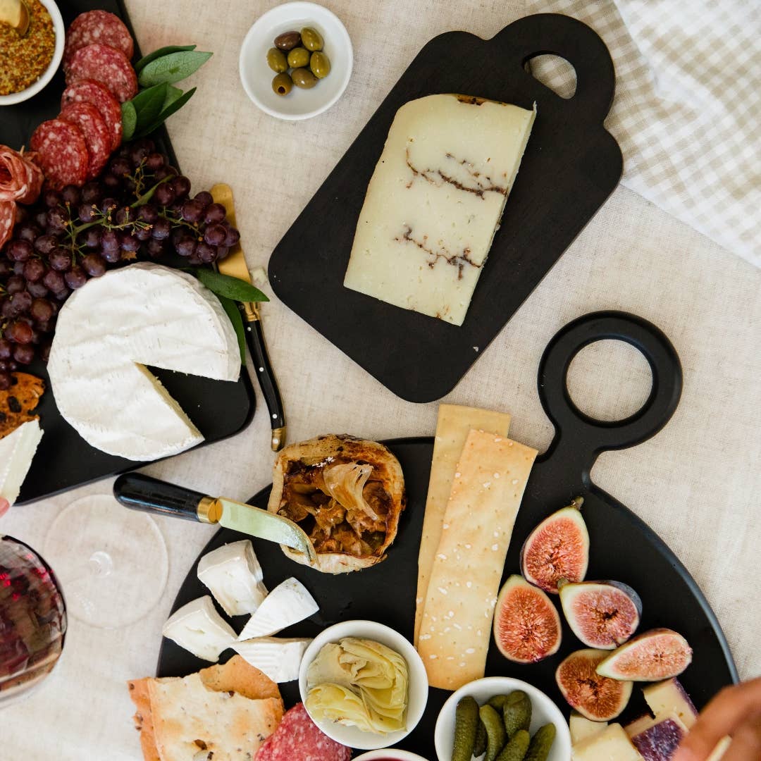 Round Cheese Board with Handle | Black Charcuterie Board