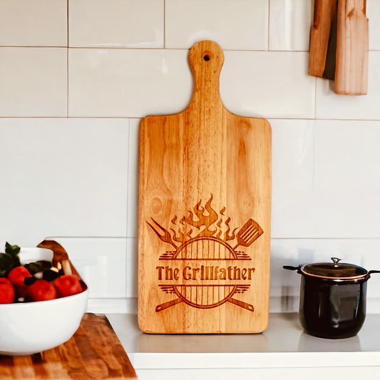 GrillFather Engraved Cutting Board with Handle