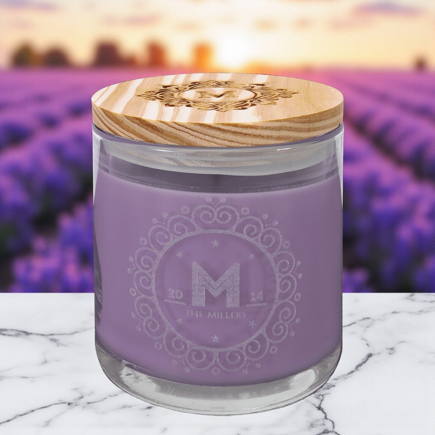 Lavender Vanilla Candle in Glass Holder with Wood Lid – 14oz