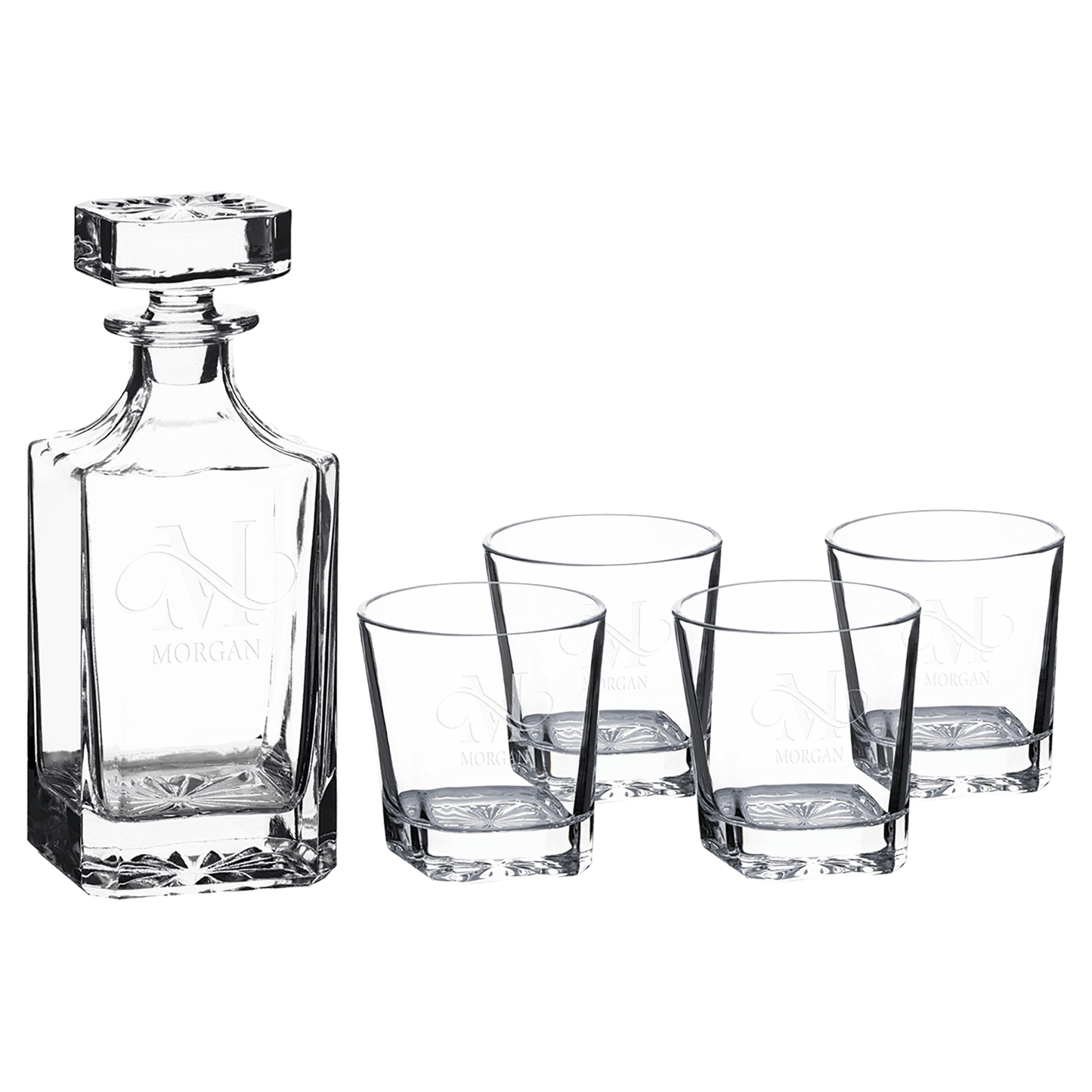 Custom Engraved Whiskey Decanter and Glass Set