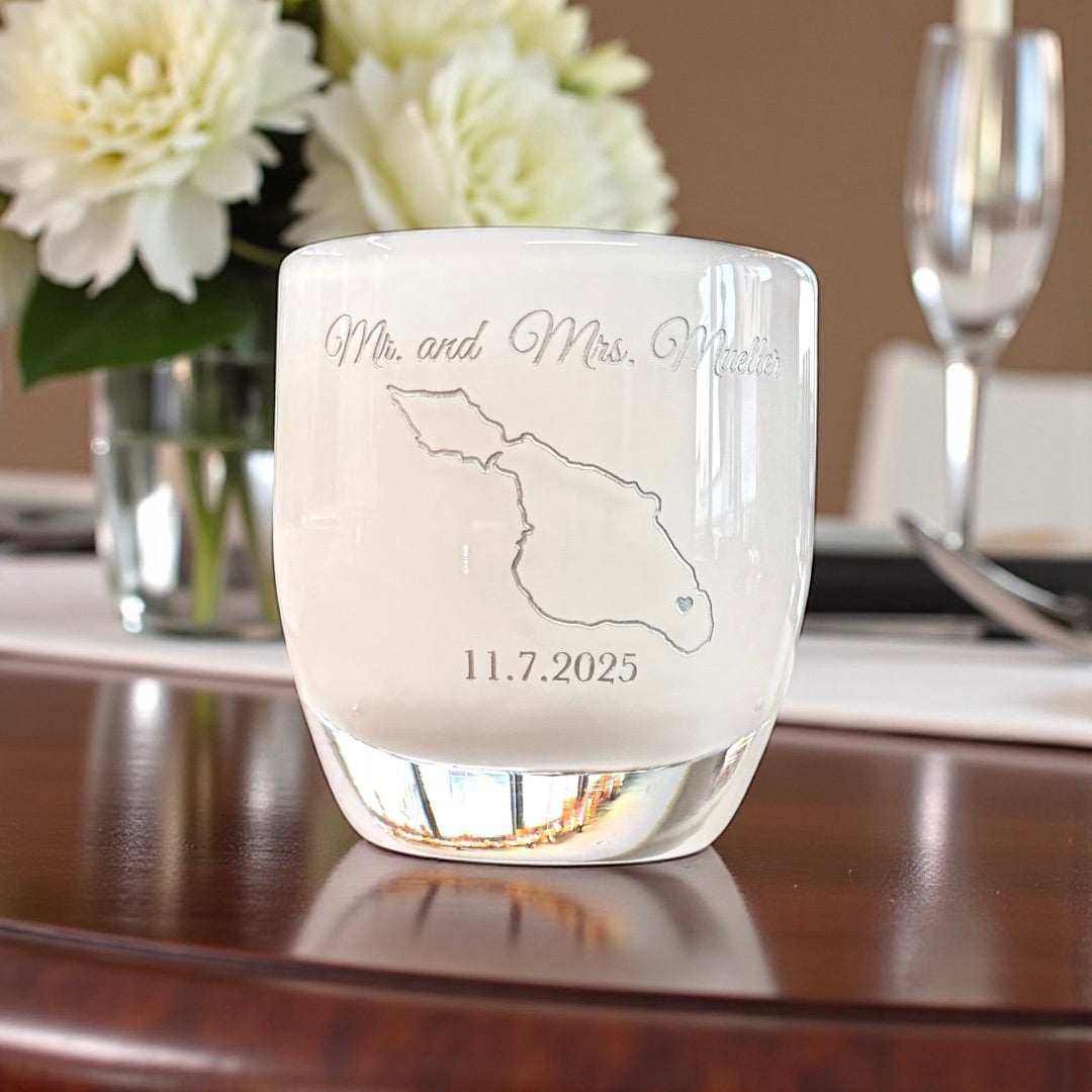 Custom Etched Glassybaby – Personalized Sandblasting & Color Fill Service