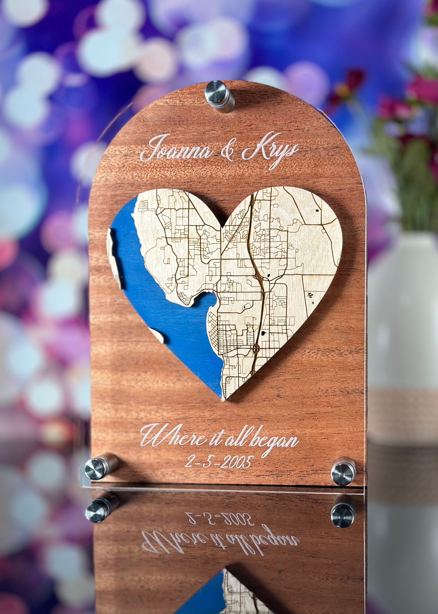 Custom Personalized Keepsake Map Stand