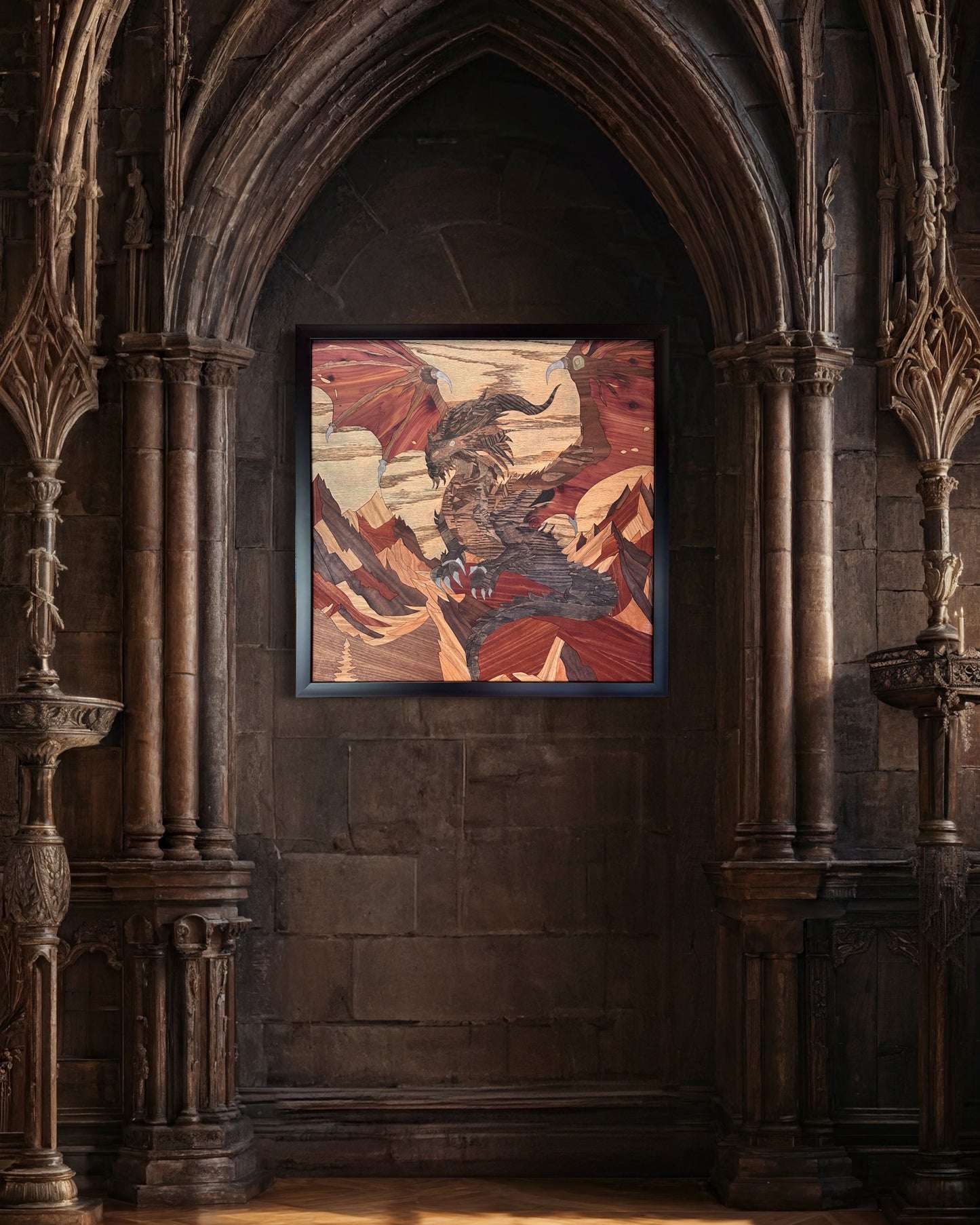 Dragon on a Stone Wall Art