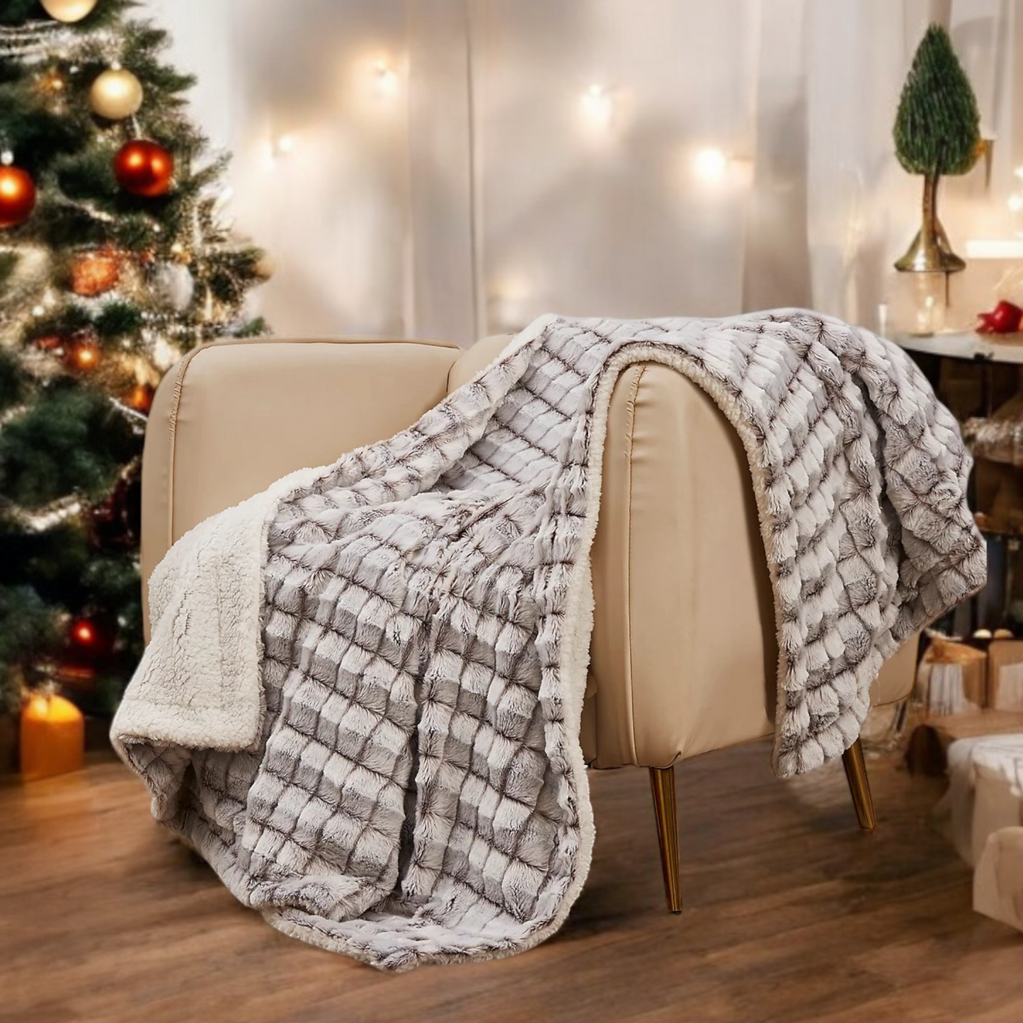 Warm and Cozy Riversible Throw Blanket with Custom Engraved Tag