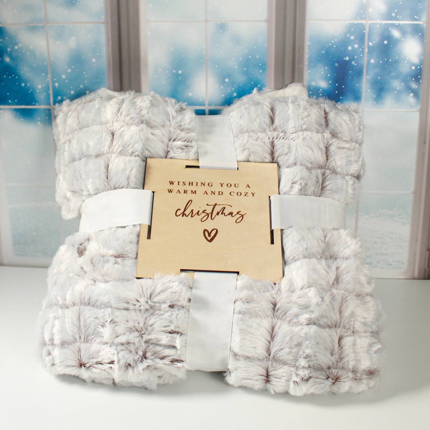 Warm and Cozy Riversible Throw Blanket with Custom Engraved Tag