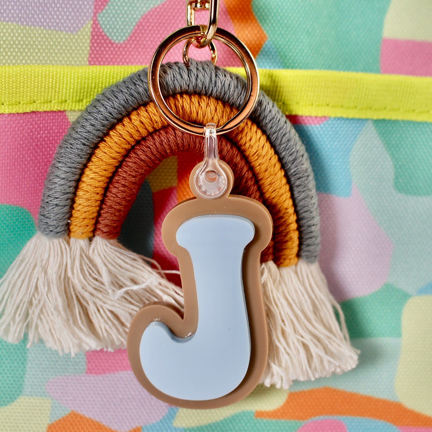 Rainbow Initial Keychain/Backpack Tag