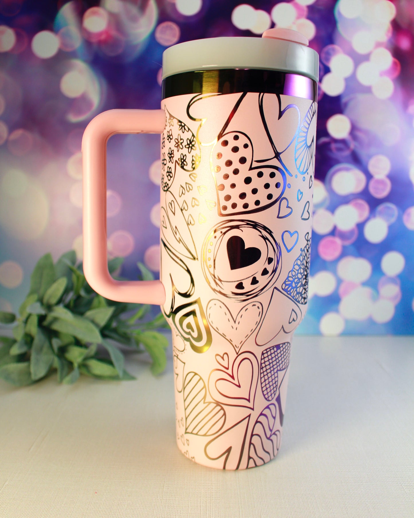 Heart Doodles Laser Engraved 40oz Tumbler