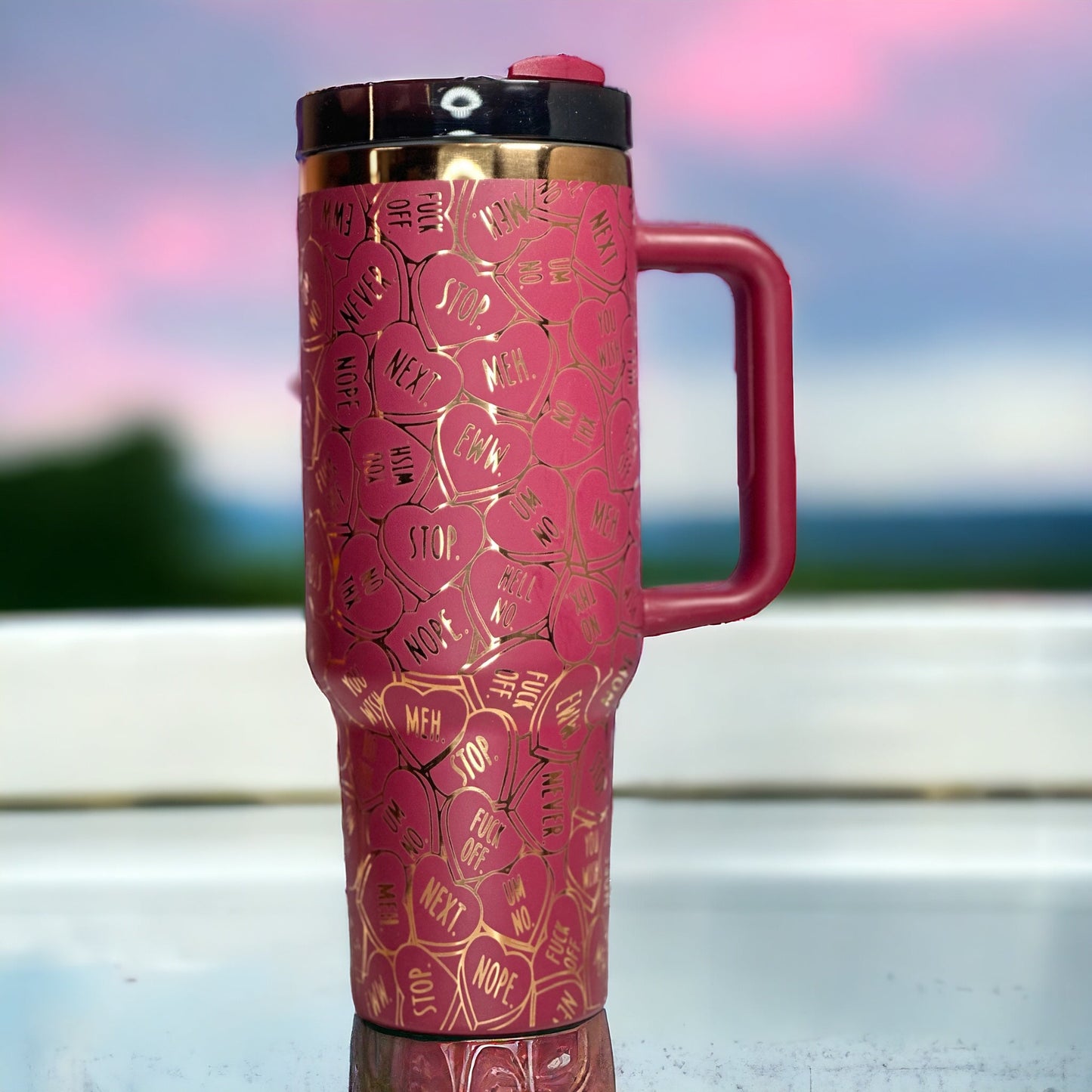 Valentine's Conversation Hearts Laser Engraved 40oz Tumbler