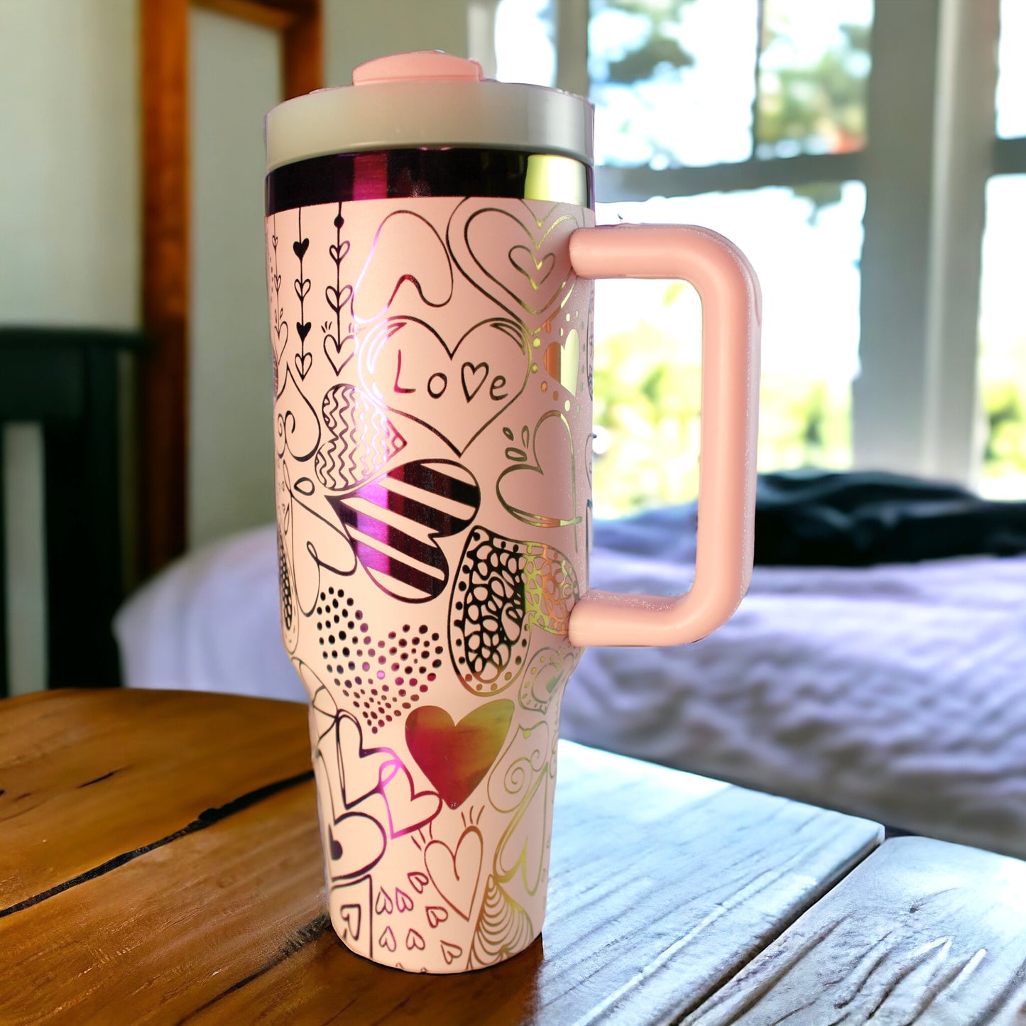 Heart Doodles Laser Engraved 40oz Tumbler