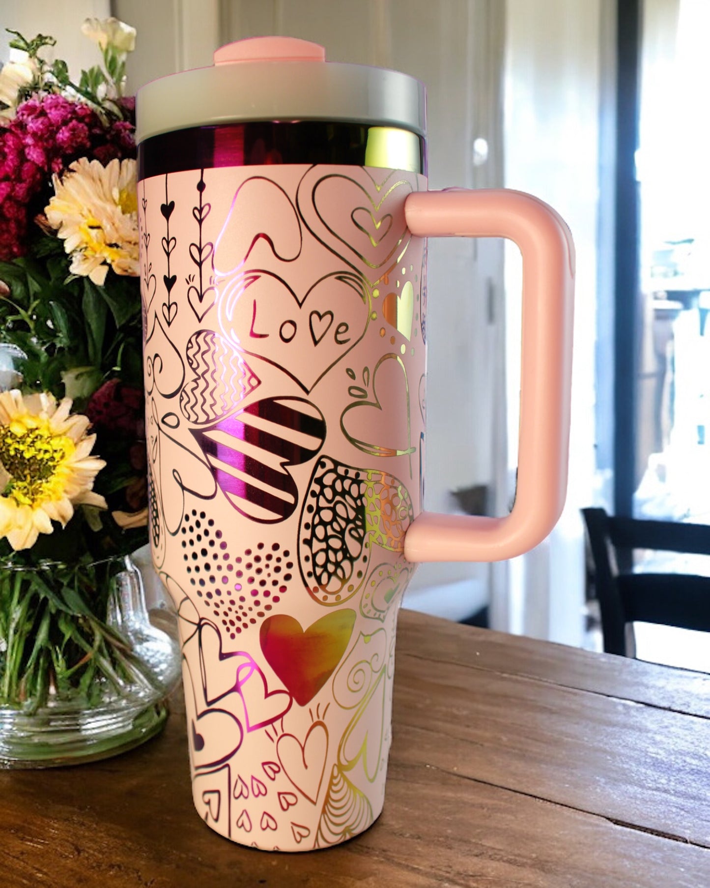 Heart Doodles Laser Engraved 40oz Tumbler
