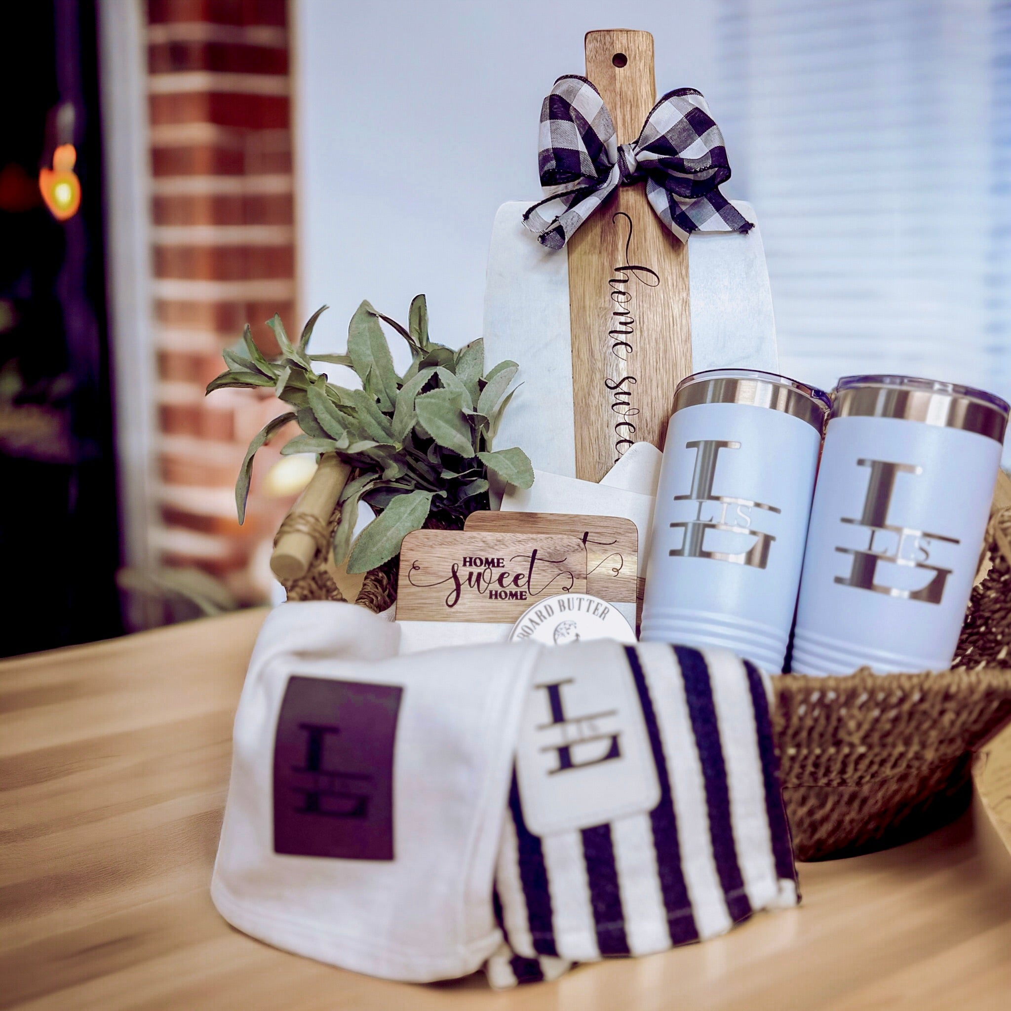 Acacia Wood and Marble Board and Coasters Custom Gift Set Foxwood