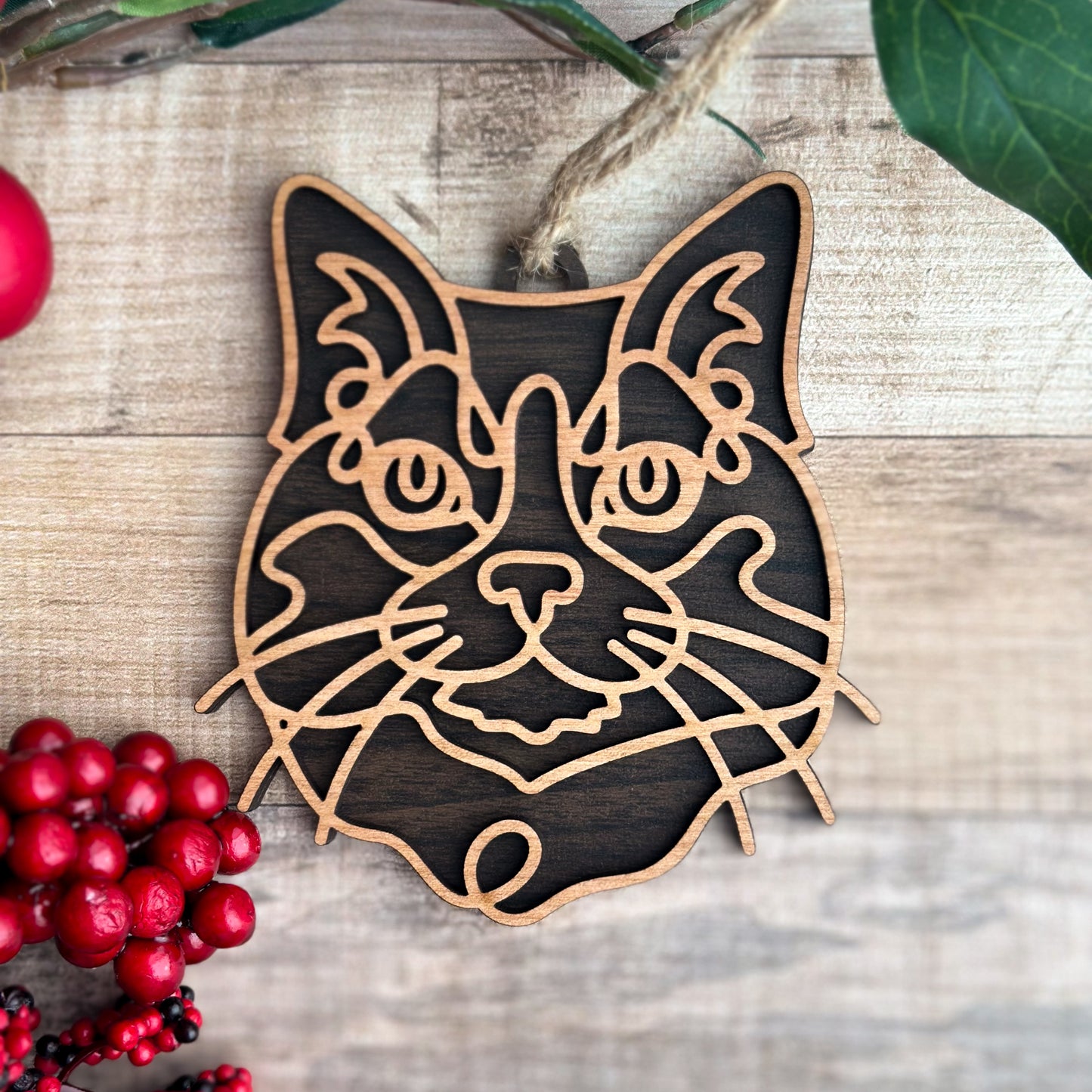Personalized Cat Breed Ornament - Custom Wood Pet Keepsake