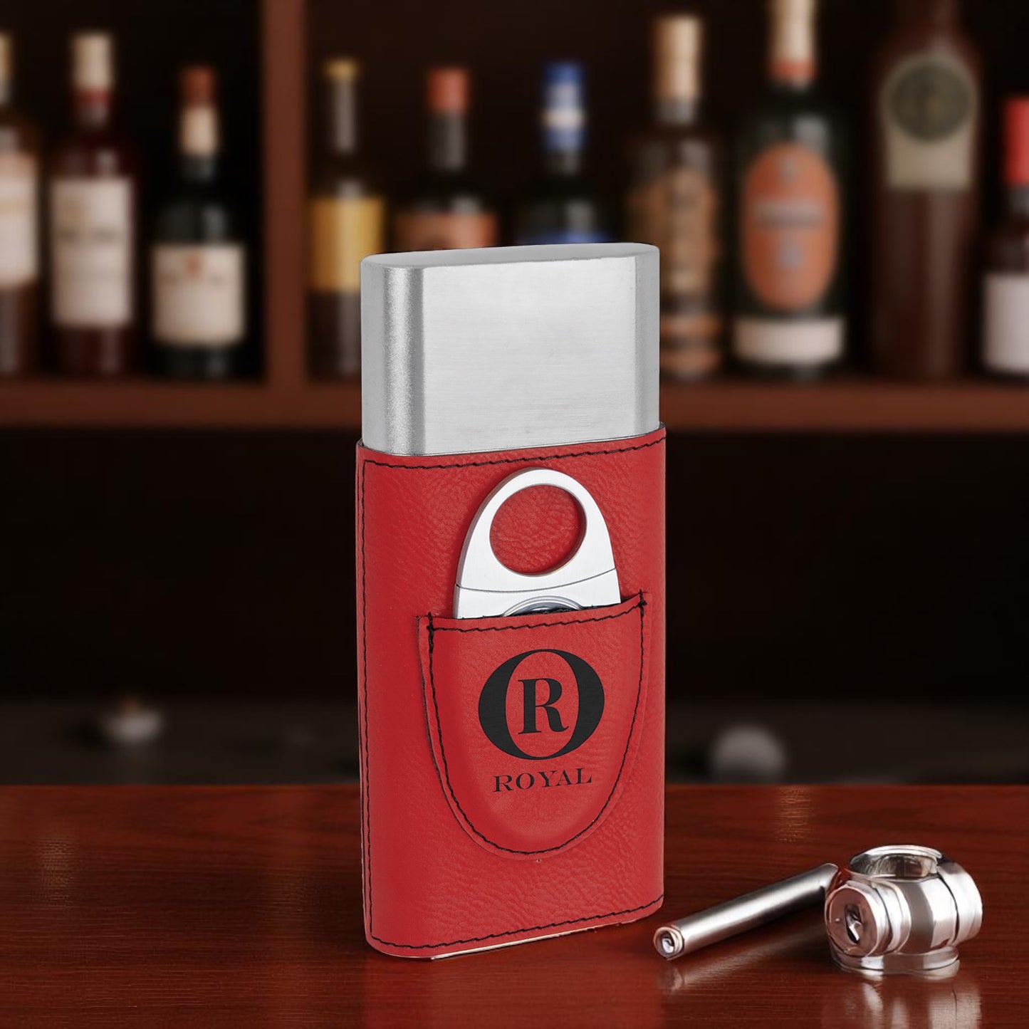 Custom Cigar Case with Cutter – Personalized Leather Gift Set