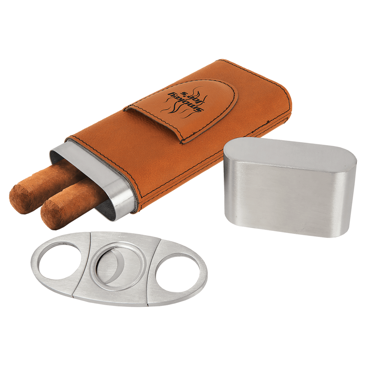 Custom Cigar Case with Cutter – Personalized Leather Gift Set