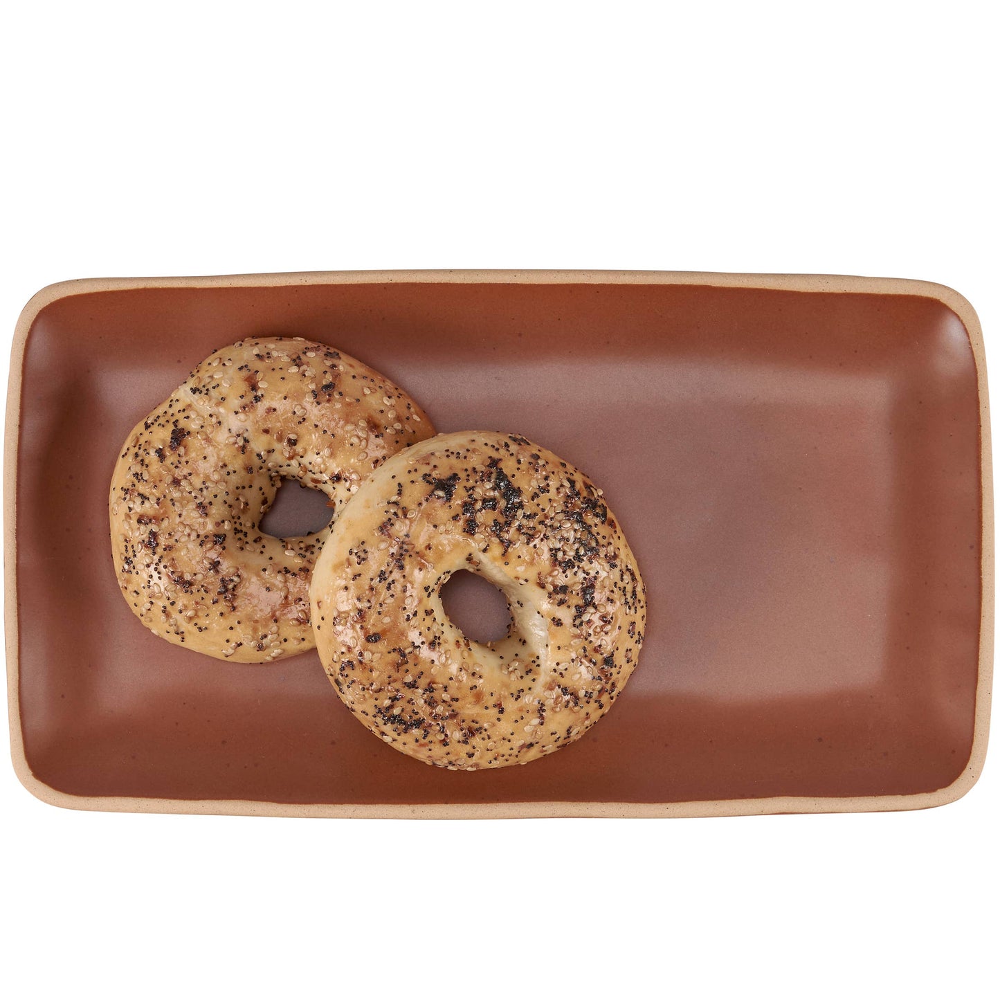 Deep red rectangular stoneware tray