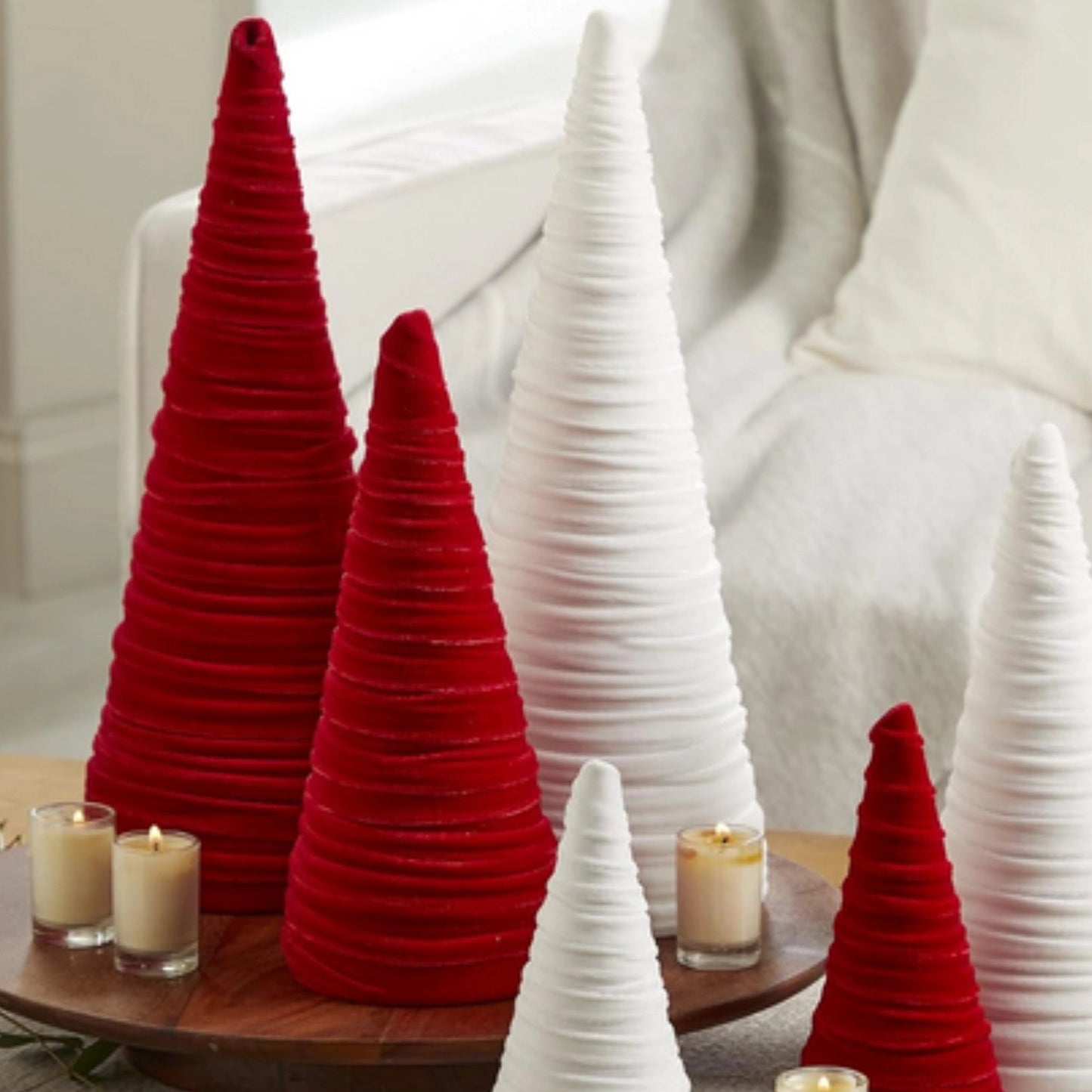 Velvet Cone Trees – Modern Holiday Mantel & Table Décor