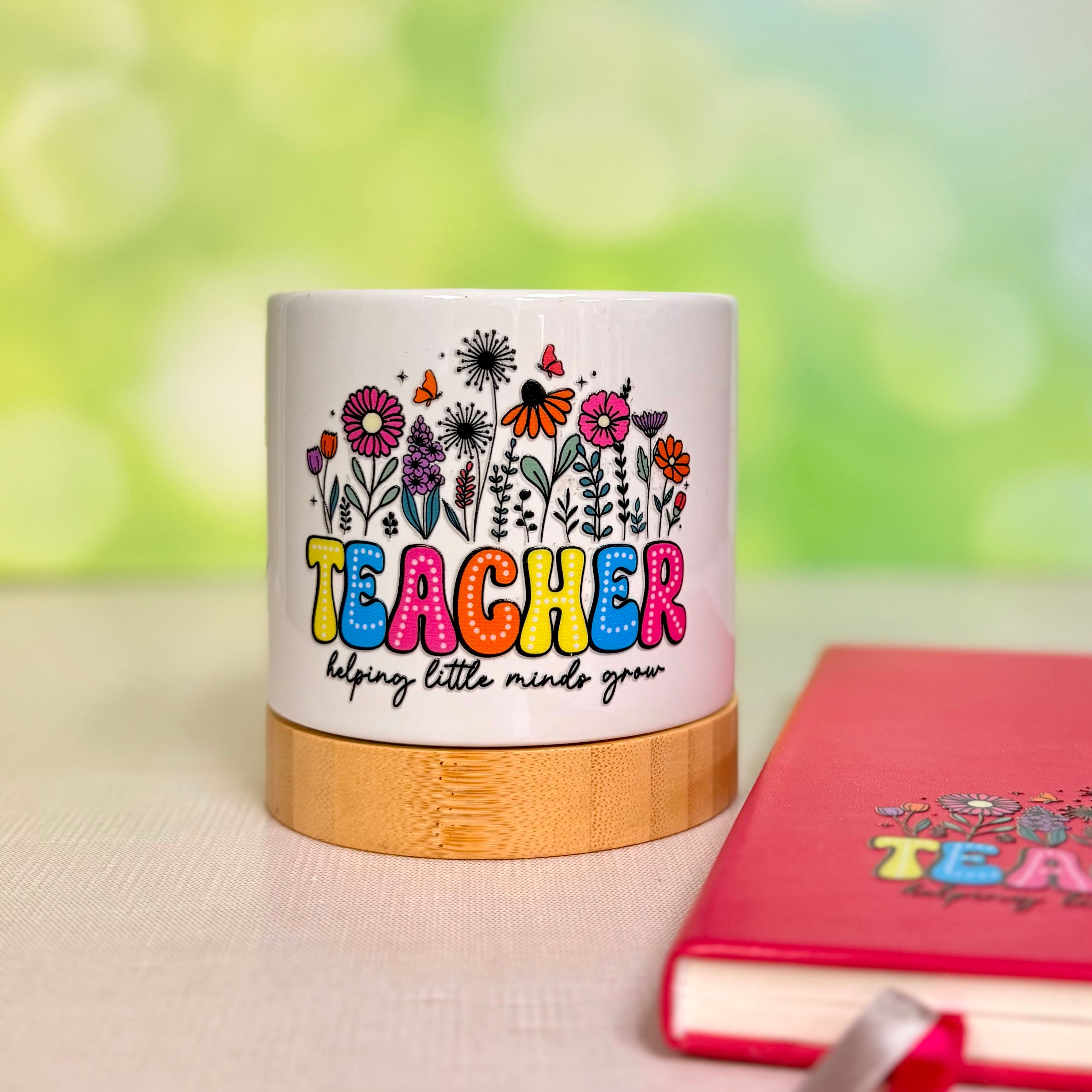 Teacher – Teach. Love. Inspire.” Notebook & Planter Gift Set