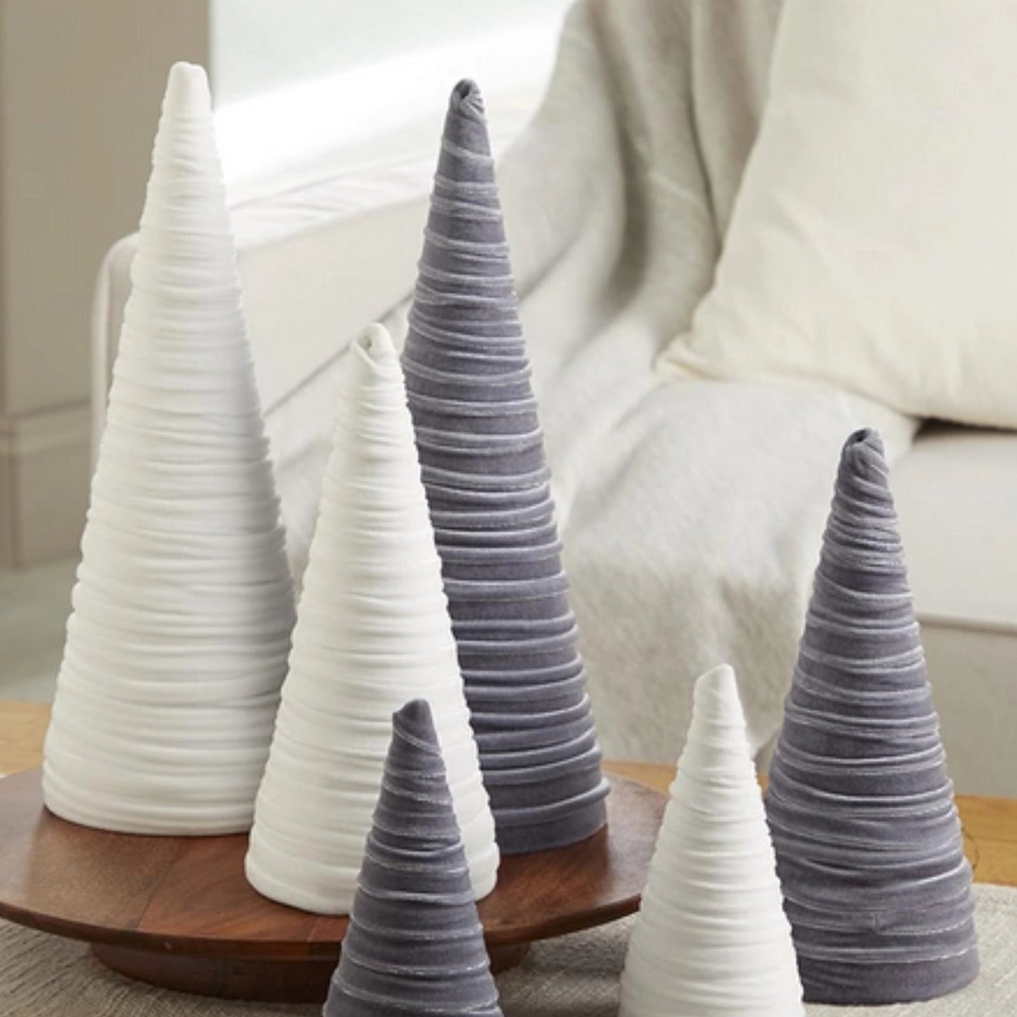 Velvet Cone Trees – Modern Holiday Mantel & Table Décor