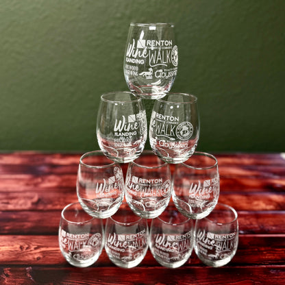 Custom Engraved Stemless Wine Glasses – 9 oz or 15 oz, Personalized with Text or Logo