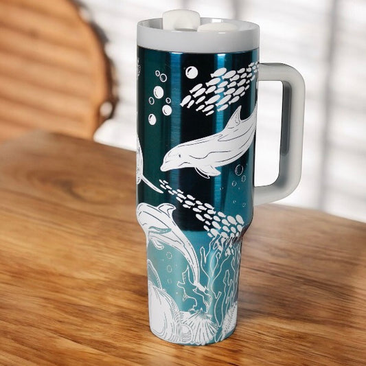 Under the Sea, Dolphins Engraved 40oz Tumbler