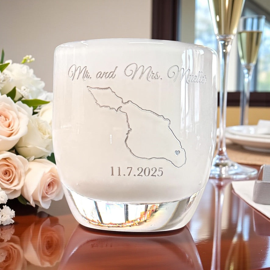 Custom Etched Glassybaby – Personalized Sandblasting & Color Fill Service