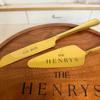Custom Engraved Wedding Cake Server Set – Gold or Silver Finish