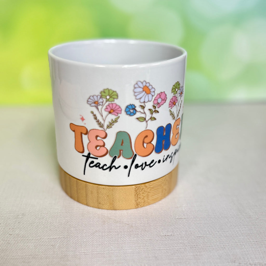 Teacher – Teach. Love. Inspire.” Notebook & Planter Gift Set