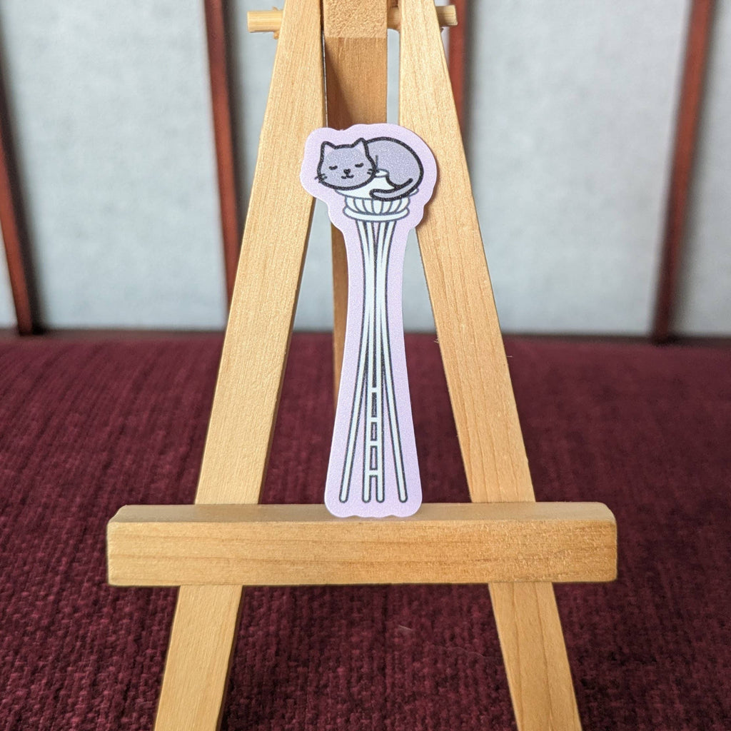 Cats on the Space Needle Seattle Vinyl Waterproof Sticker