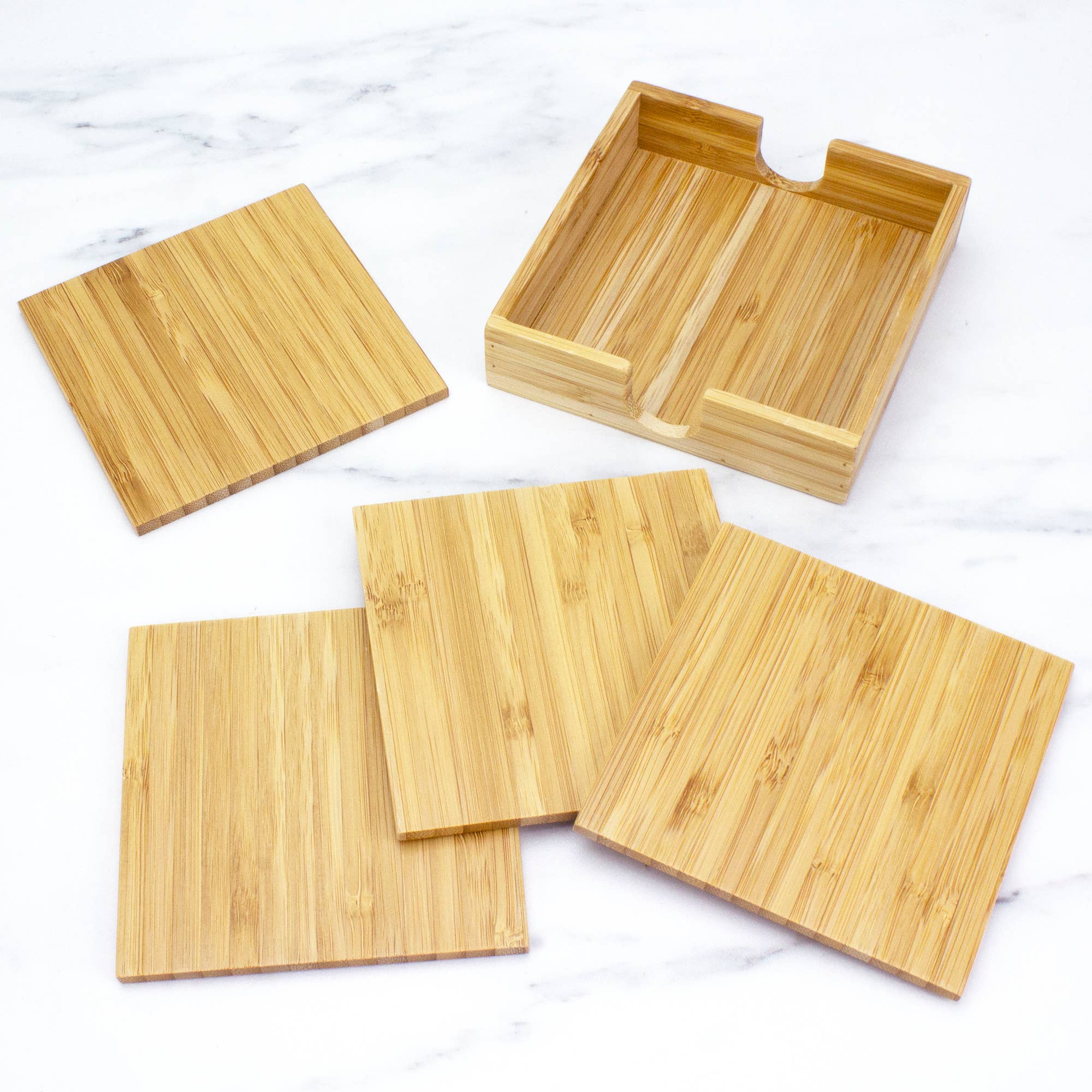 4-Pc. Bamboo Coaster Set with Case