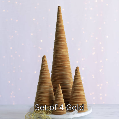 Velvet Cone Trees – Modern Holiday Mantel & Table Décor