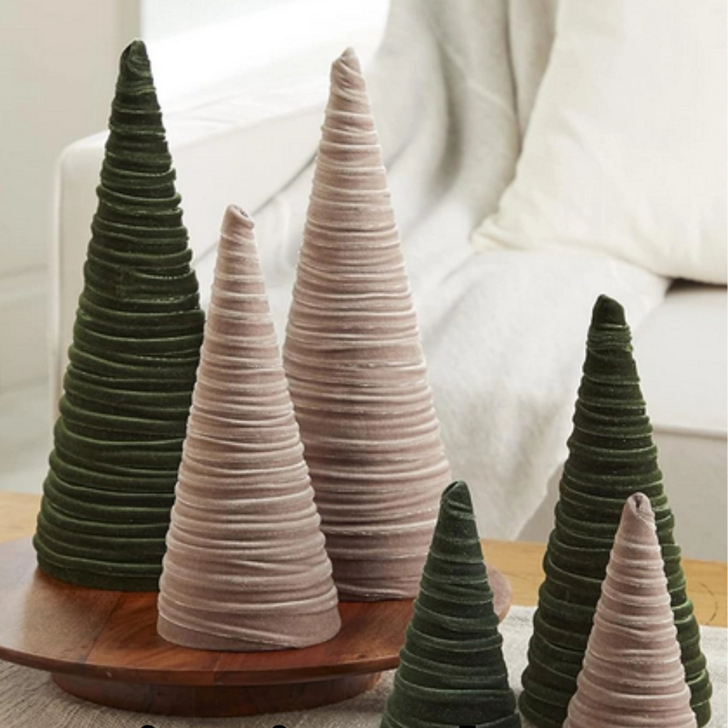 Velvet Cone Trees – Modern Holiday Mantel & Table Décor