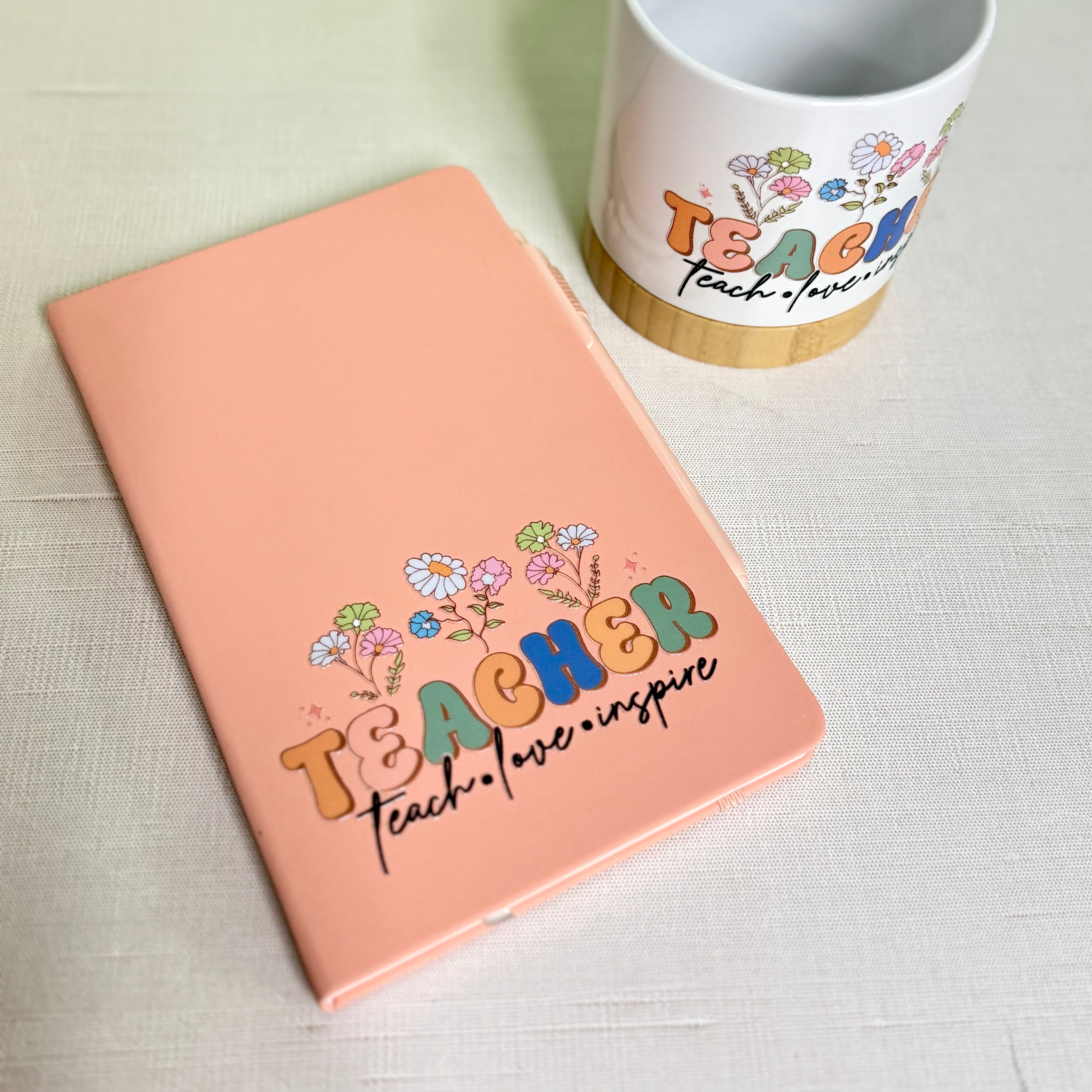 Teacher – Teach. Love. Inspire.” Notebook & Planter Gift Set