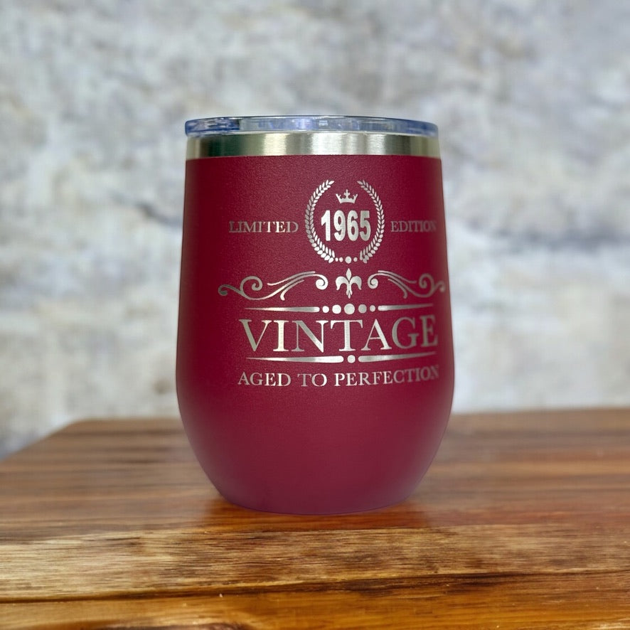 Vintage Aged To Perfection 12oz Wine Tumbler