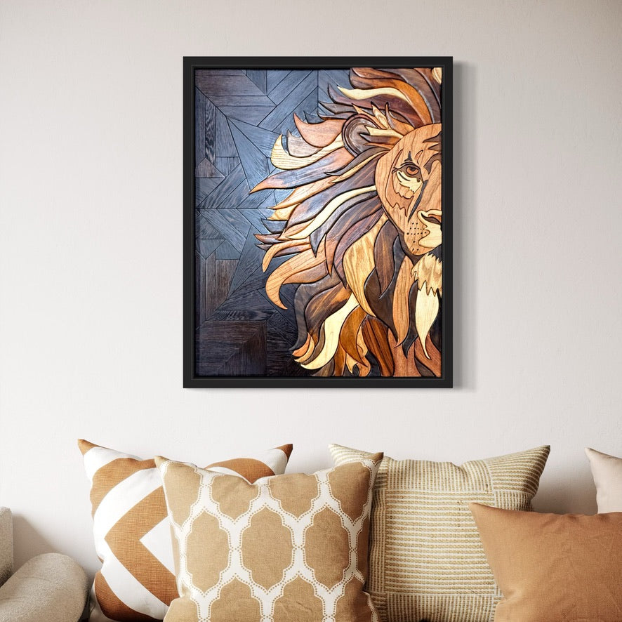 King of the Jungle - Lion Wood Hand-crated Wall Art