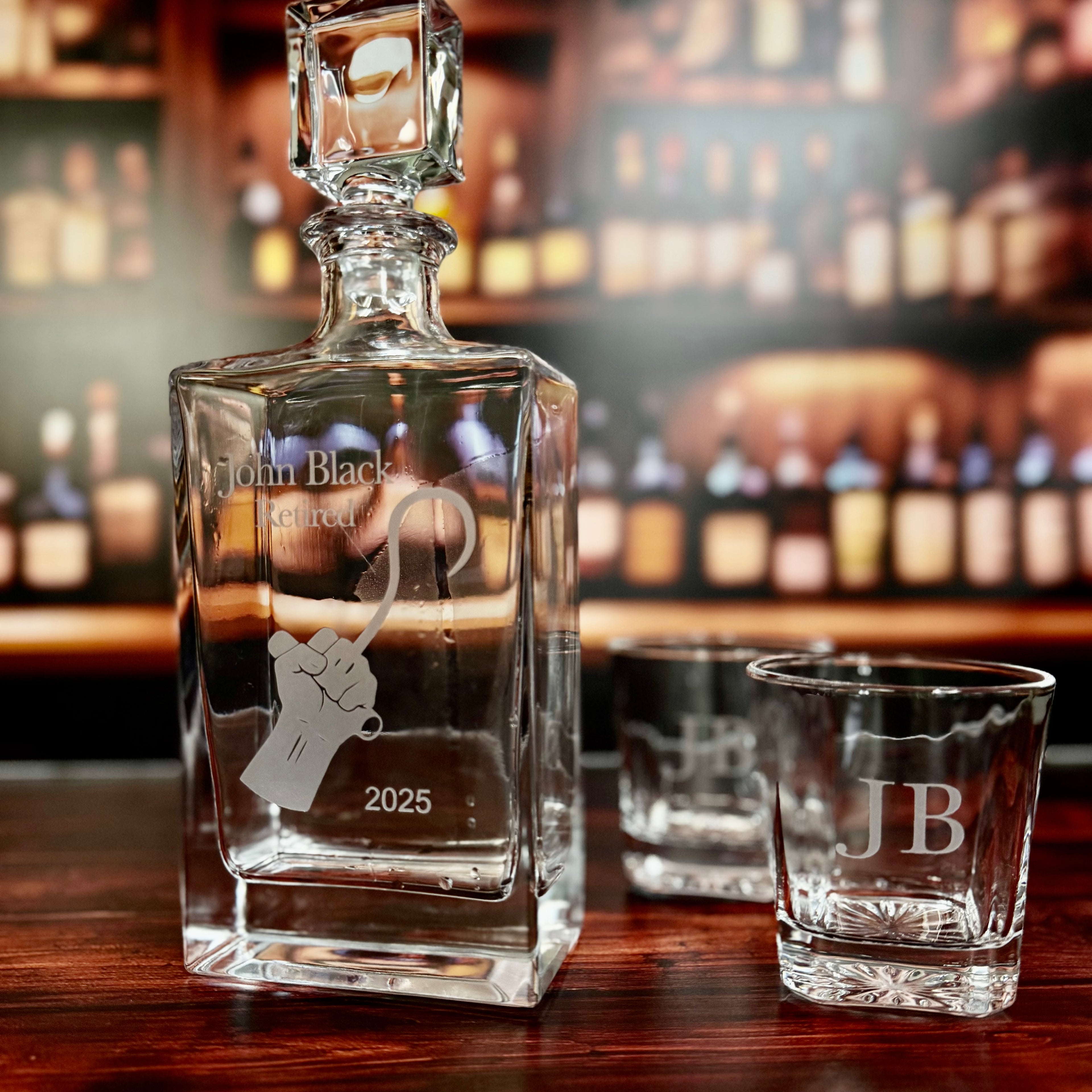 Personalized Glass Decanter, Engraved Glass Gift Set