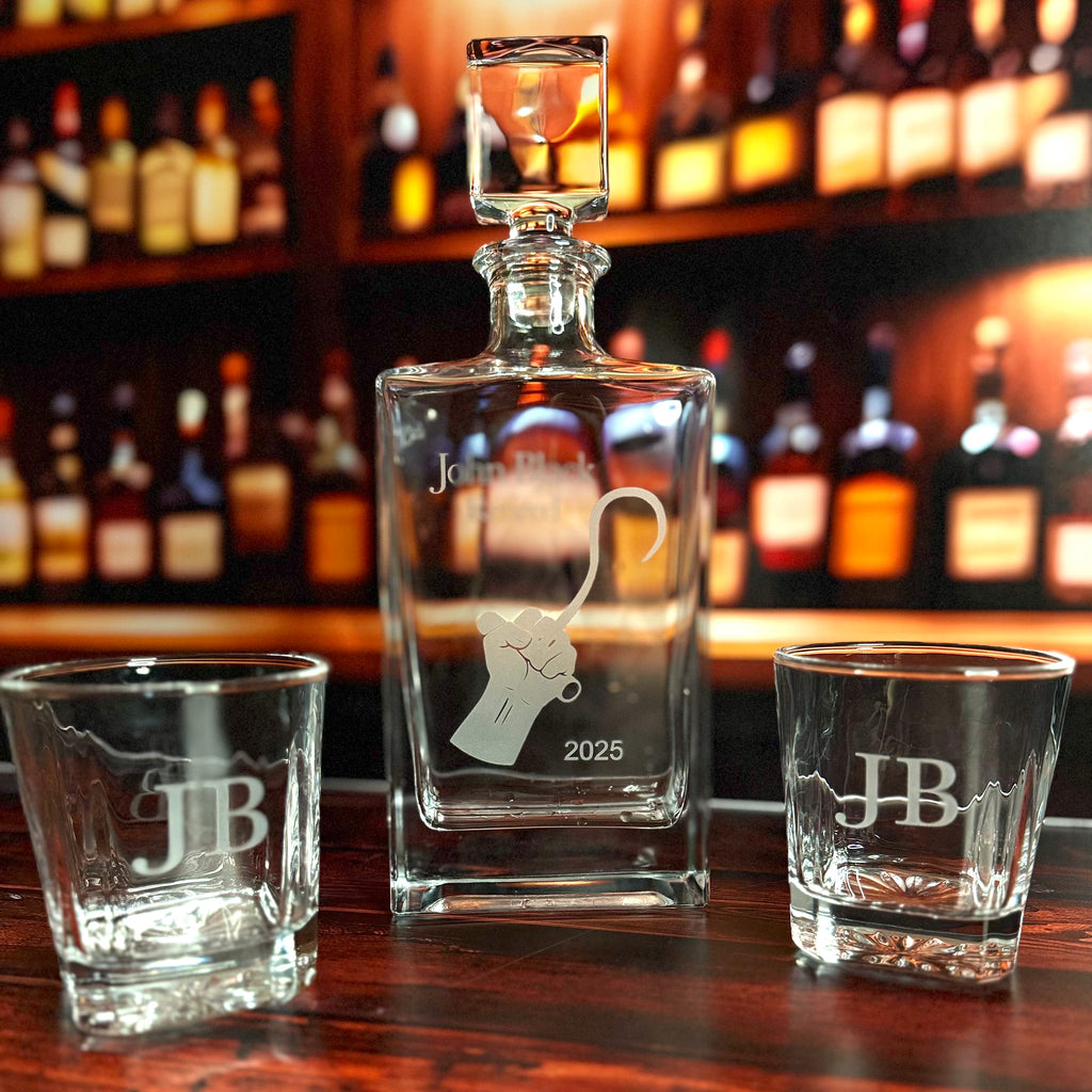 Personalized Glass Decanter, Engraved Glass Gift Set
