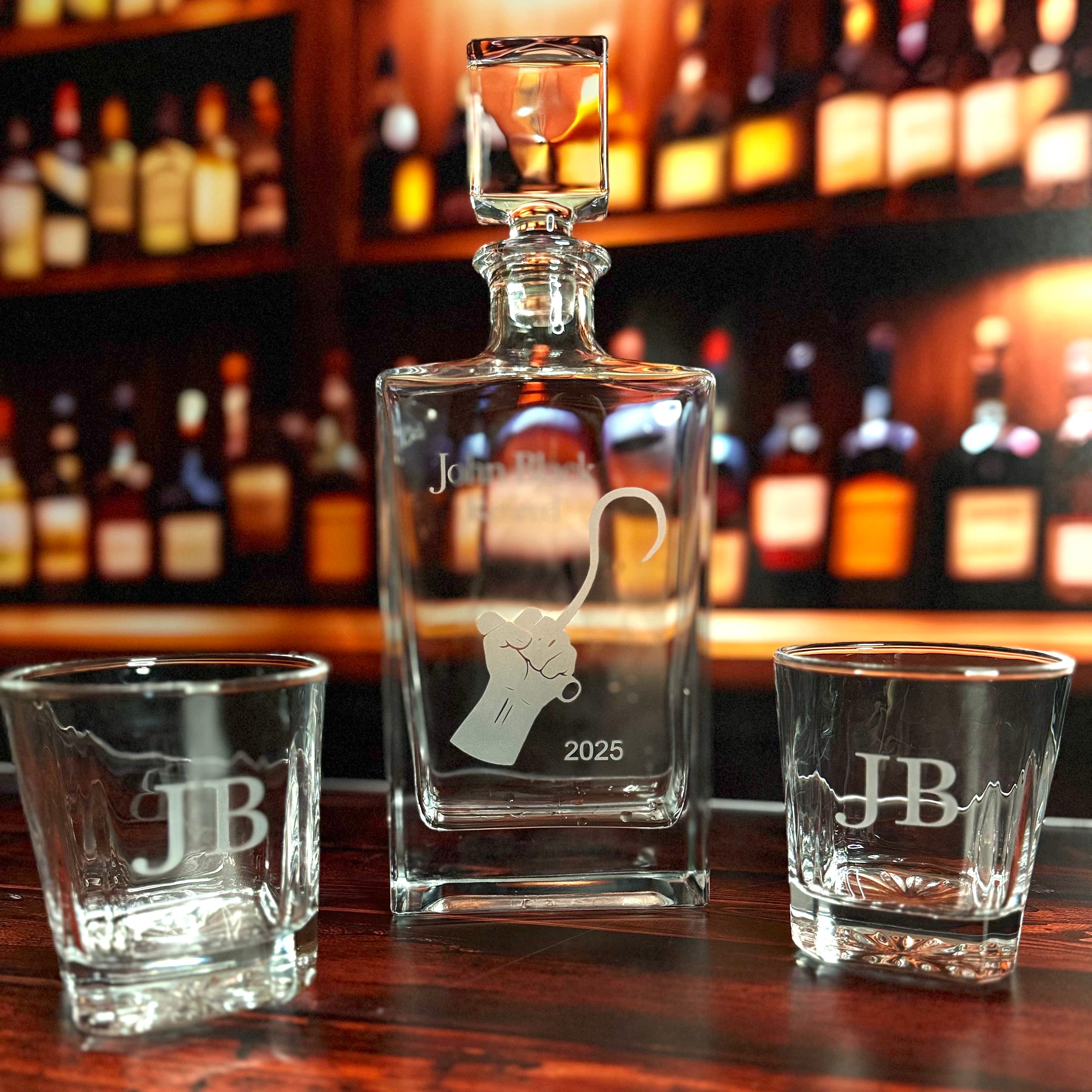 Personalized Glass Decanter, Engraved Glass Gift Set