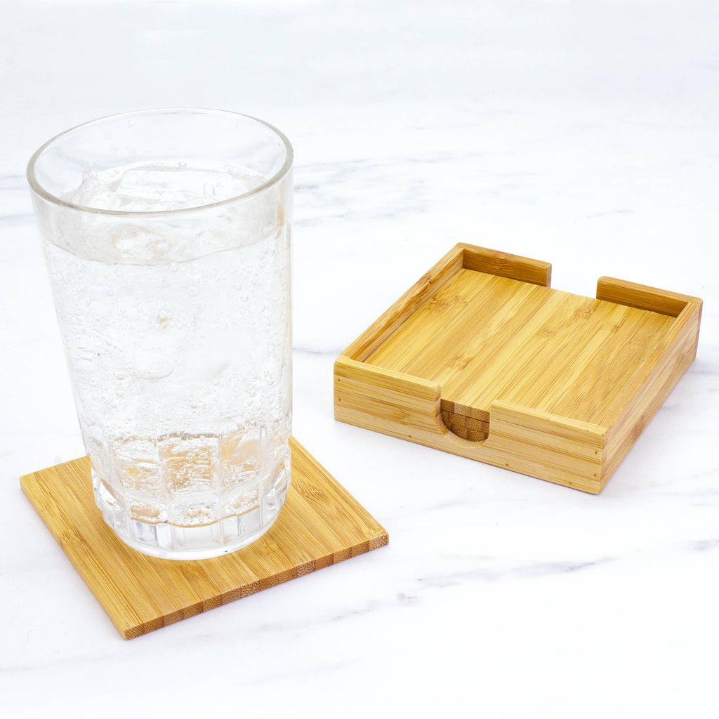 4-Pc. Bamboo Coaster Set with Case