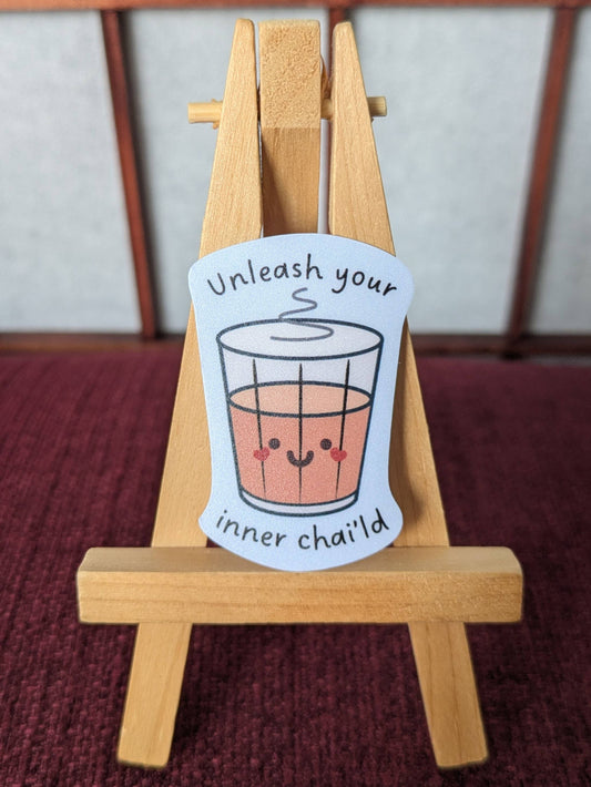 Unleash your inner child chai pun vinyl waterproof sticker