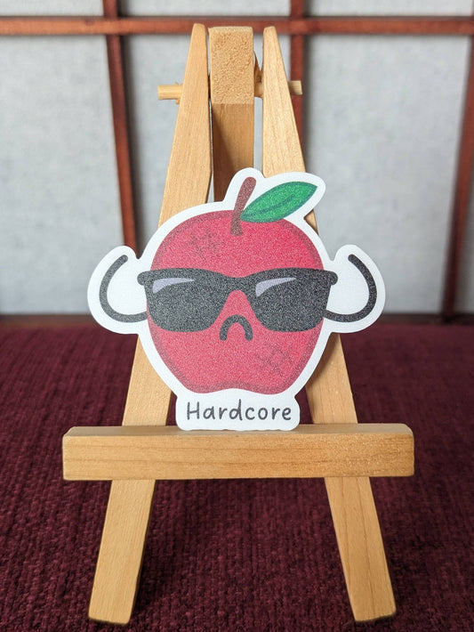 Hardcore tough apple pun vinyl waterproof sticker