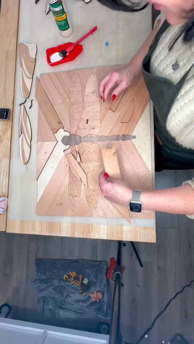 Layered Wooden Dragonfly Wall Art – Nature-Inspired Decor
