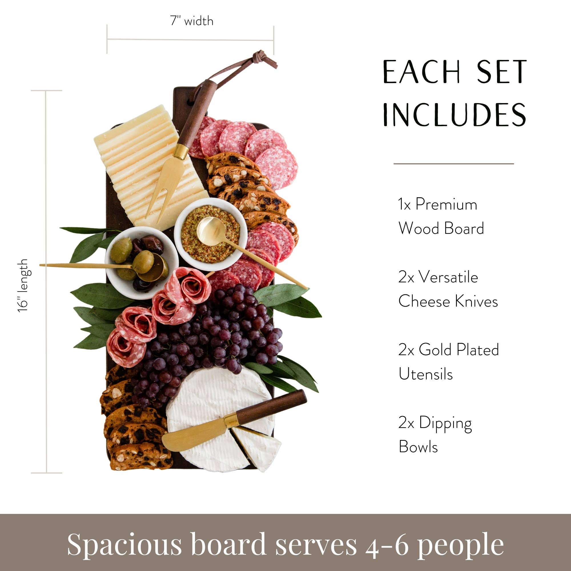 Personalized Charcuterie Board Gift Set – 7 Piece Serving Kit
