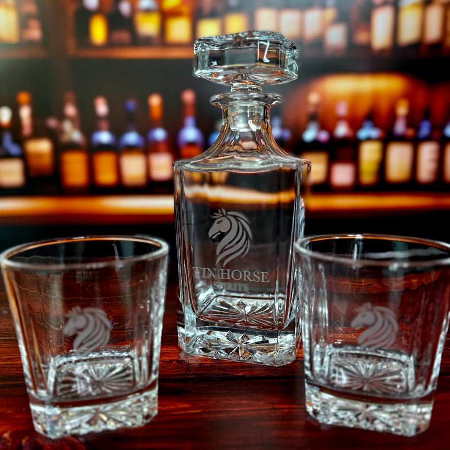 Personalized Glass Decanter, Engraved Glass Gift Set