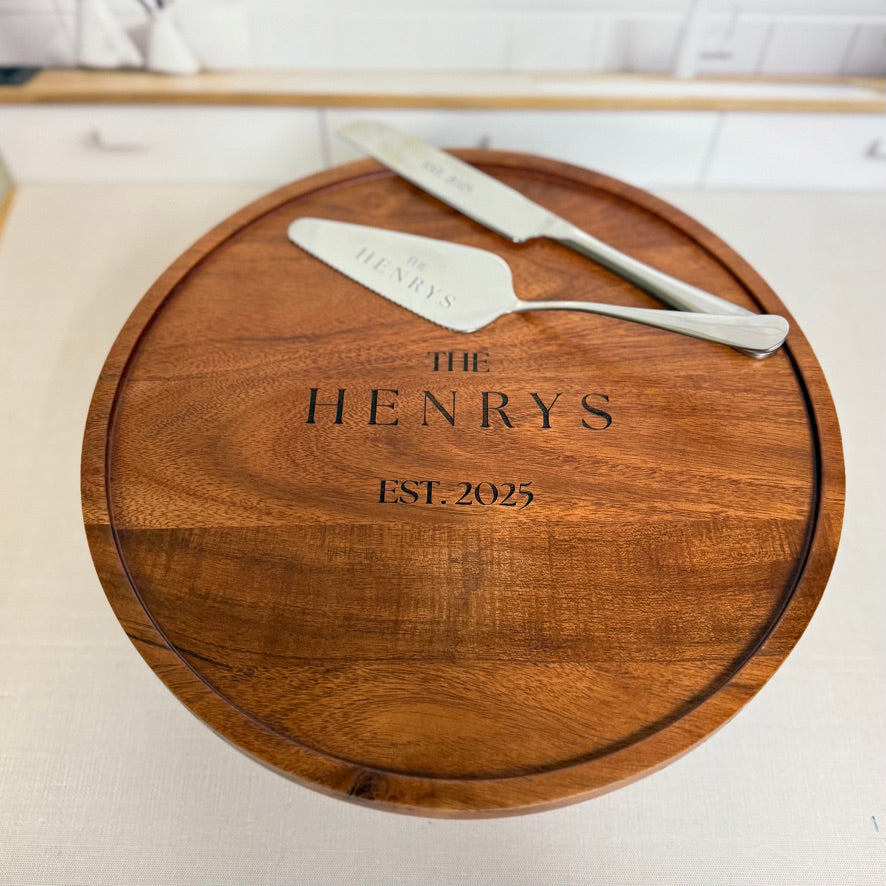 Custom Engraved Wedding Cake Server Set – Gold or Silver Finish