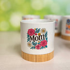 Floral Mom Planters with Bamboo Base – Cute Gifts for Moms