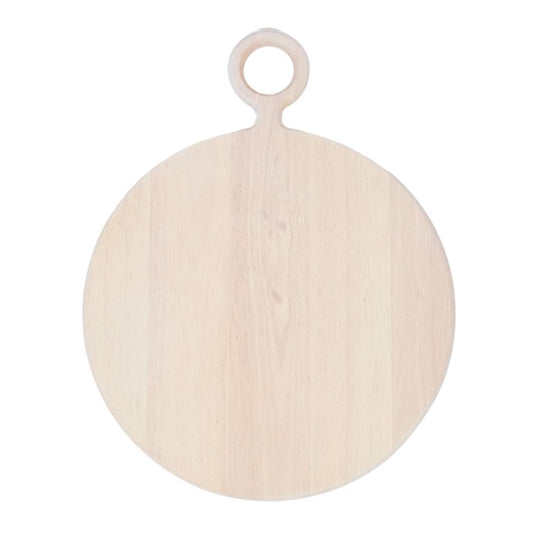 Round Cheese Board with Handle | White-Washed Wood