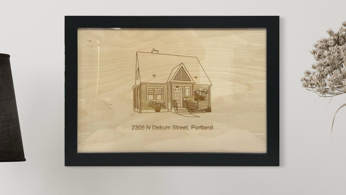 A meaningful home is translated into a clean architectural portrait, personalized with its address and preserved as lasting artwork.