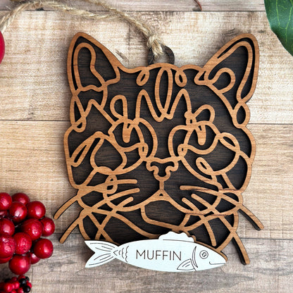 Personalized Cat Breed Ornament - Custom Wood Pet Keepsake
